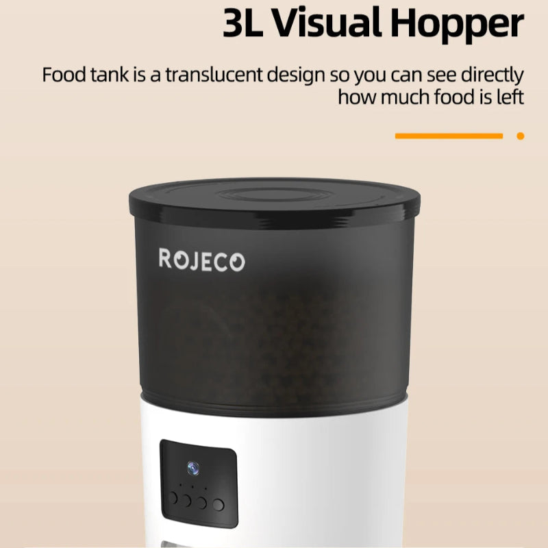 Alimentador Automático Inteligente Versão com Câmera 3L - WiFi, Recarregável, Gatos/Cães, Controlo Remoto