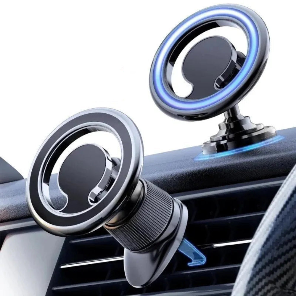 Suporte Magnético Telemóvel Carro - MagSafe, 360°, Painel/Ventilação, iPhone/Samsung/Xiaomi