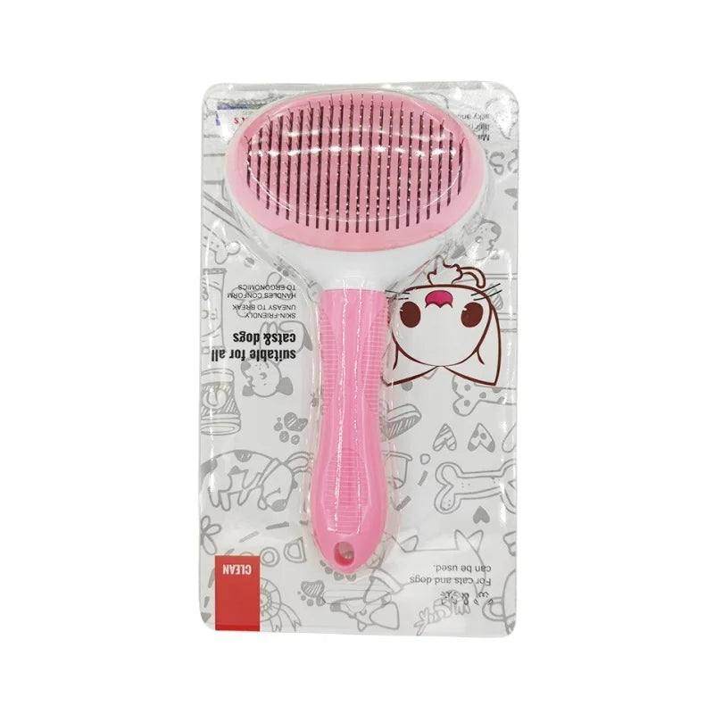 Pente Autolimpante para Cães e Gatos - Remoção Fácil de Pelos, Massagem, Limpeza Rápida
