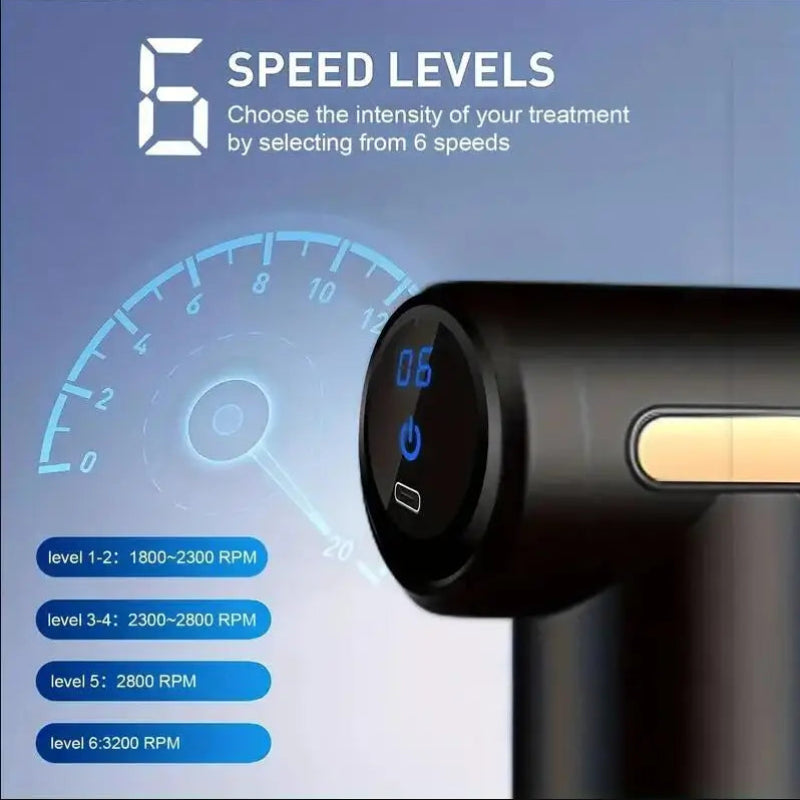 Mini Pistola de Massagem Muscular Portátil - Alívio Dor, Relaxamento, Viagem, USB-C
