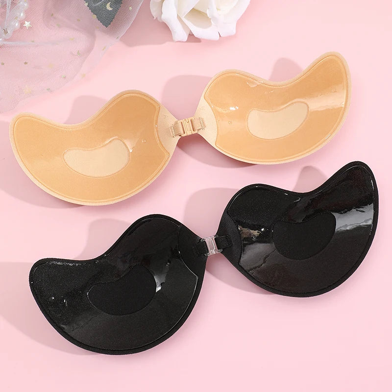 2 Pares Adesivos de Silicone Push Up Invisível - Sutiã Nude Autoadesivo, Levanta Seios, Sem Alças, Casamento/Festa