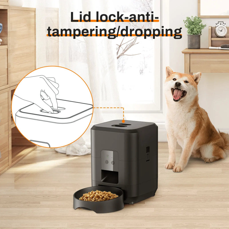 Alimentador Automático Inteligente - Gatos/Cães, Dispensador Quantitativo, Comida Lenta, LCD