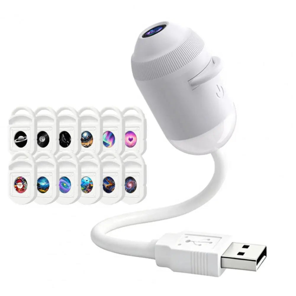 Projetor de Estrelas USB 3 em 1 e Luz Noturna com Controlo por Toque Portátil USB – Iluminação Relaxante para Crianças e Adultos