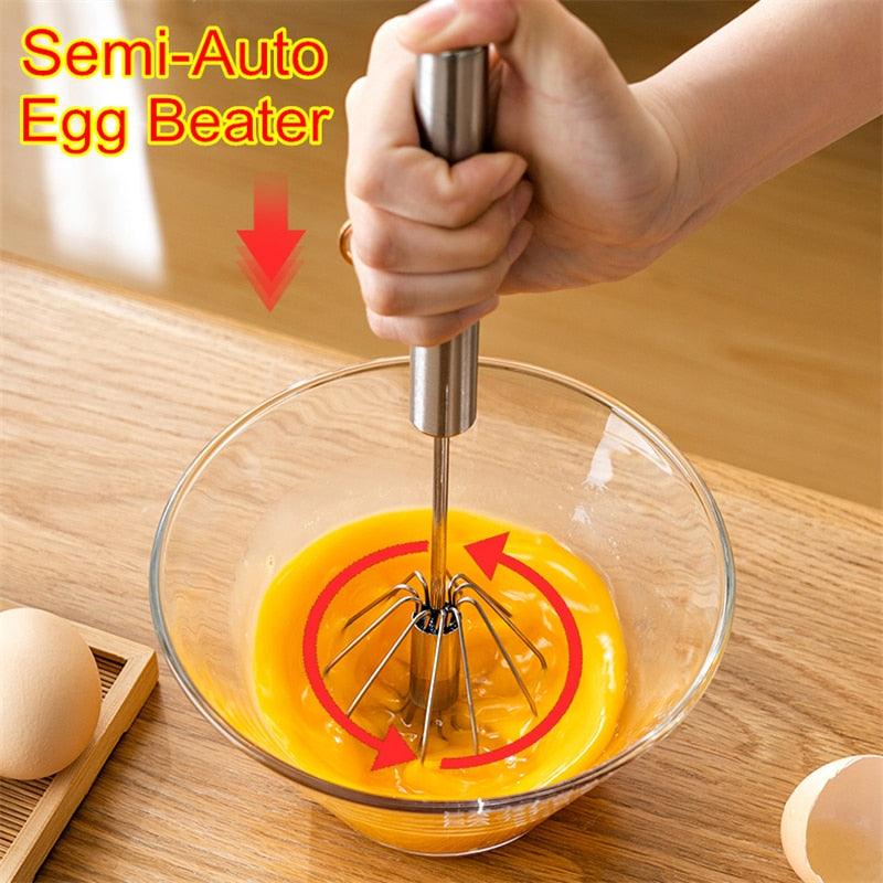 Batedor de ovos de aço inoxidável semiautomático manual para cozinha
