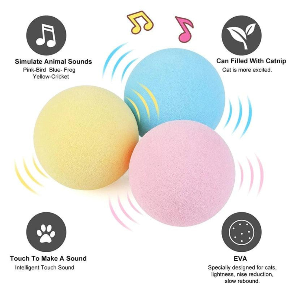 Bola de brinquedo interativa com sons realistas de animais para gatos - Deka Express