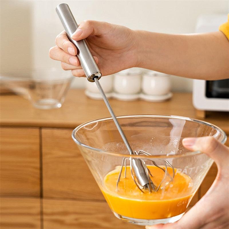 Batedor de ovos de aço inoxidável semiautomático manual para cozinha
